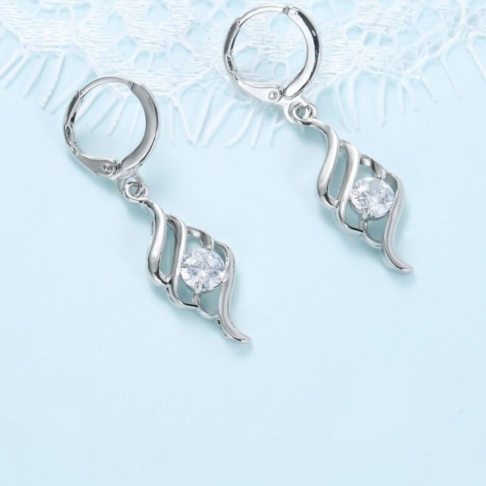 💎 NEW ❤️ Cute Spiral 925 Sterling Silver Bundle Necklace Earrings Modern - Picture 5 of 8